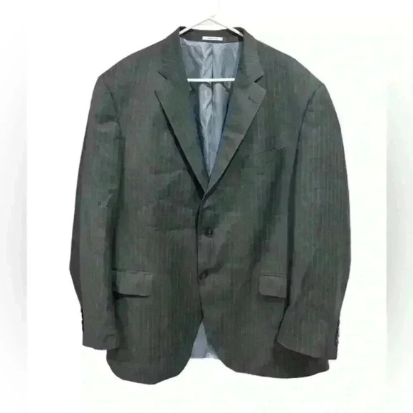 Peter Millar Sport Coat Mens Grey and Blue Pinstripe Union Made In Canada Jacket - Picture 1 of 11